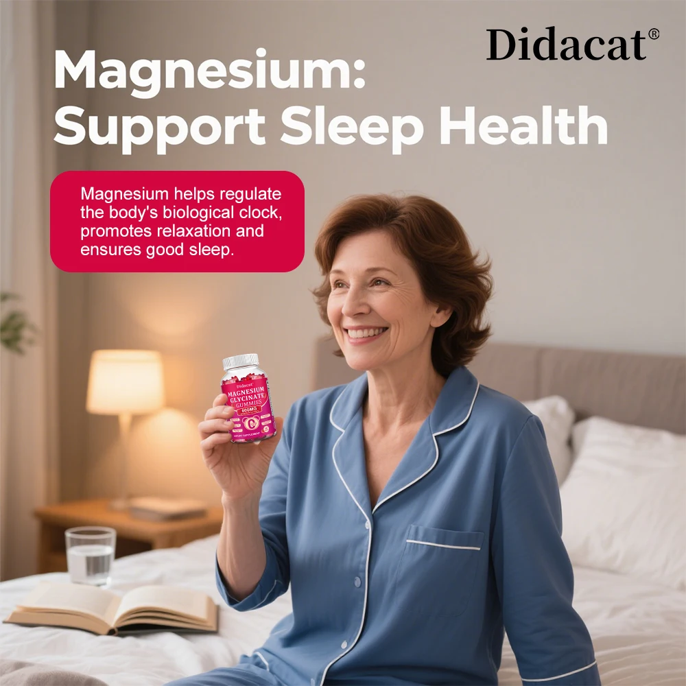Didacat Magnesium Glycinate Advanced Complex Gummies-Contains Magnesium, Calcium, Vitamin B6, and CQ10 To Aid Calmness and Sleep