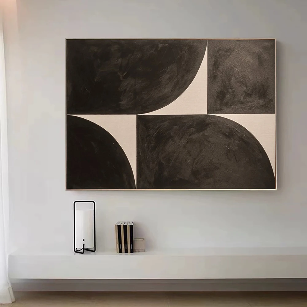 

Modern Minimalist Wall Art Hand Painted Abstract Geometry Painting Picture for Living Room Office Decoration Canvas Painting