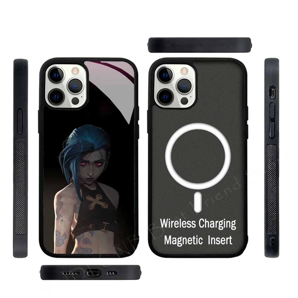 

LOL Jinx Phone Case Strong Magnetic For IPhone 15 14 13 Pro Max Alex Mirror For Magsafe Wireless Charging Cover