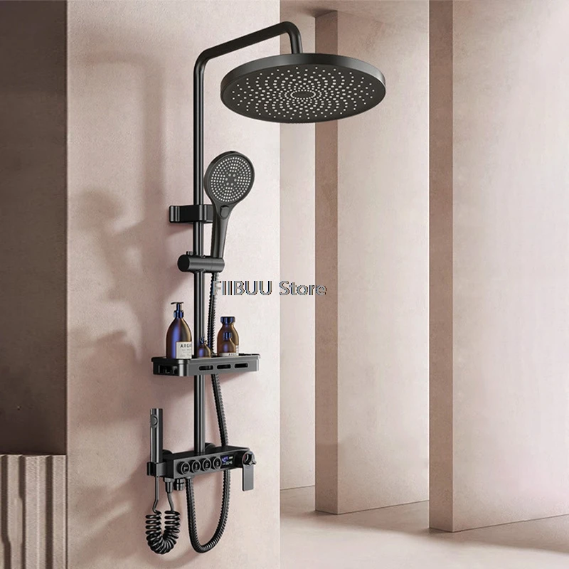 Rain Shower System Multifunction Adjustable Shower Set Waterfall Surround Shower Head Combo Handheld Spray Bathroom Accessories