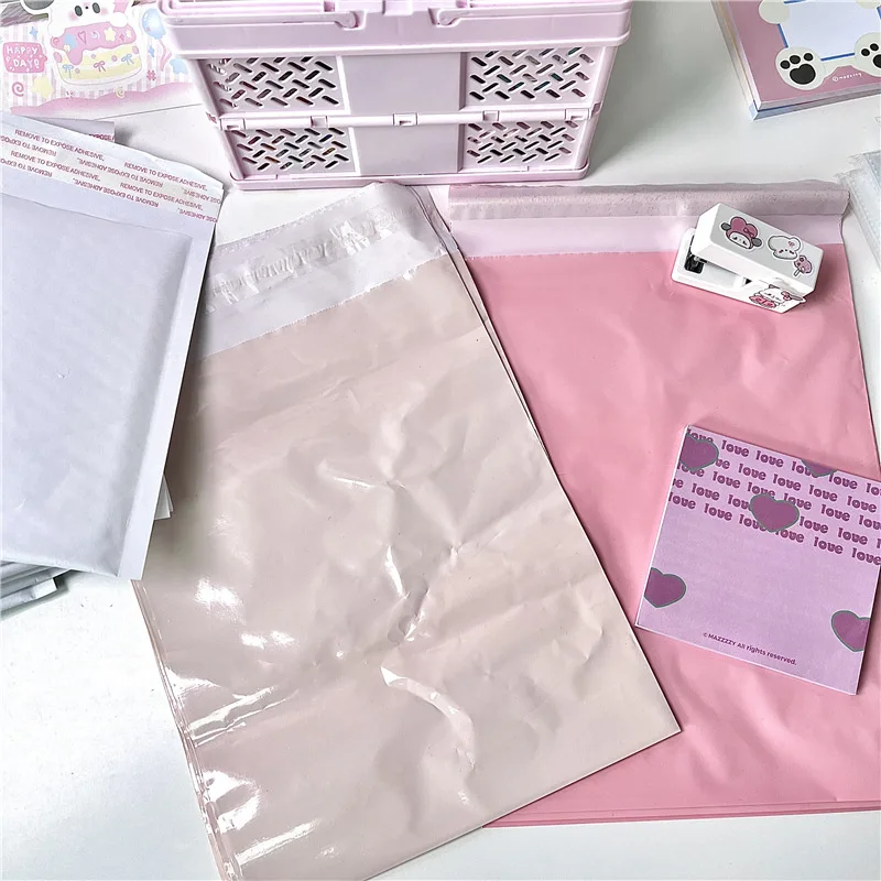 50pc New Pink Color Envelope Storage Bag PE Plastic Courier Shipping Bag Waterproof Self Adhesive Seal Pouch Mailing Bag 20X30CM