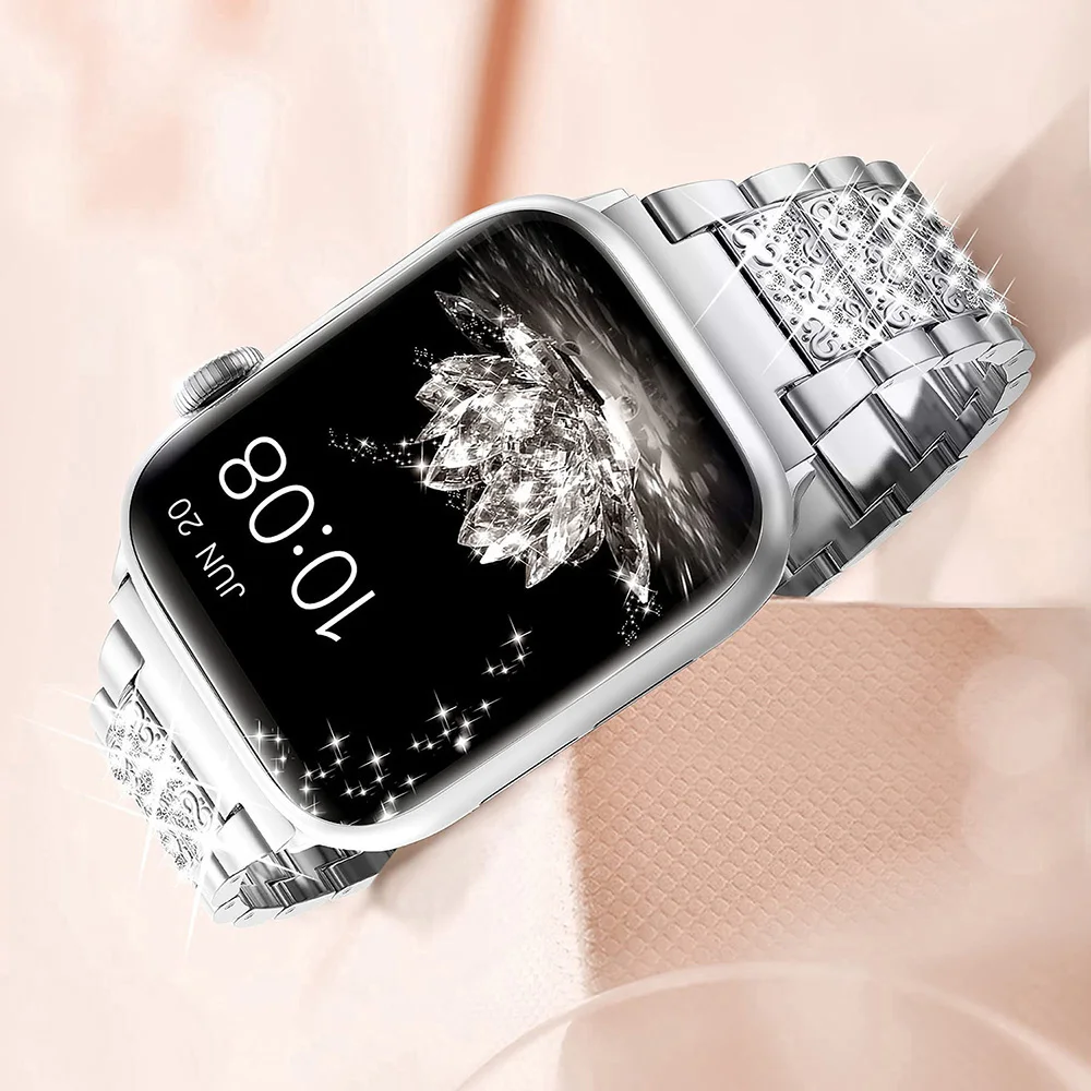 Glänzendes Metallarmband für Apple Watch Band Ultra 3 49 mm Damenarmband iWatch Serie 11 10 9 8 7 SE 6 5 4 3 46/45/44/42/41/40 mm