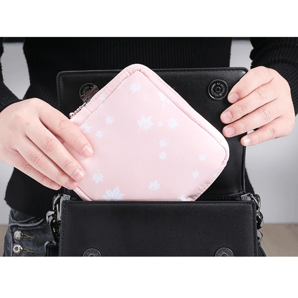 

2 Pcs Sanitary Napkin Storage Pouch Cotton Zippered Lightweight Durable Travel Outdoor Office Simple Pattern Soft Surface