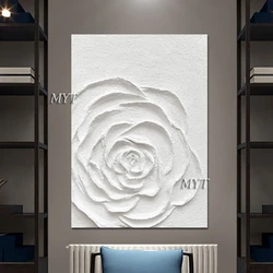 Easy Abstract Flowers Pictures Canvas Art Modern Acrylic Painting Unframed Palette Knife Style Texture Rose Wall Decoration