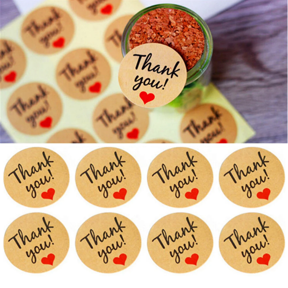 

50pcs Sealing Stickers Decorative Gift Round Circle Baking Kraft Paper Package Wedding Anniversary Handmade Crafts
