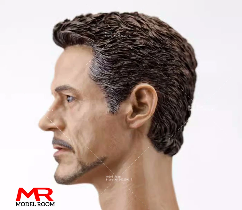 Sculpture de tête de soldat masculin, échelle 1/6, Tony Robert Downey Jr, mise en œuvre avec cou, convient à 12 figurines d'action en effet, modèle de corps