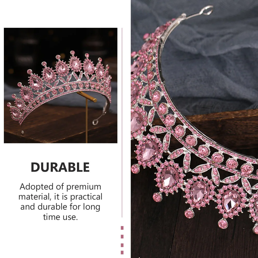 

Корона со стразами, свадебный аксессуар для волос, розовый свадебный головной убор для девочек, украшенный драгоценностями головной убор, современный прочный материал из сплава, свадебная вечеринка