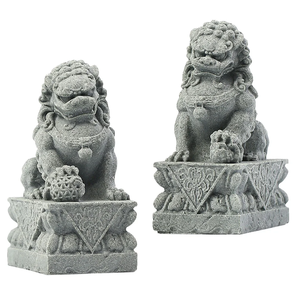 

Stone Lion Ornament Decorative Statue Resin Mini Statues Small Adornment Micro Landscape Desktop Decoration