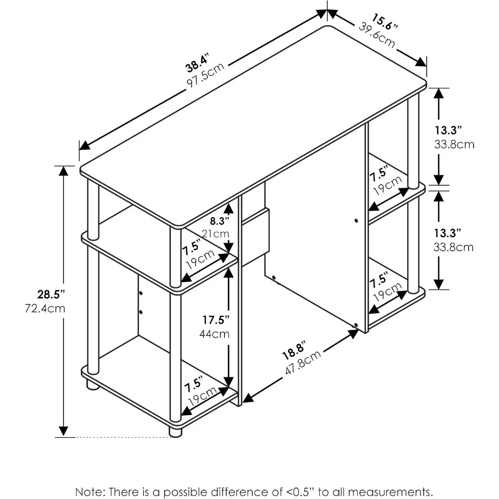 Wide Gaming Desk with Side Shelves for Computer, Study, and Home Office