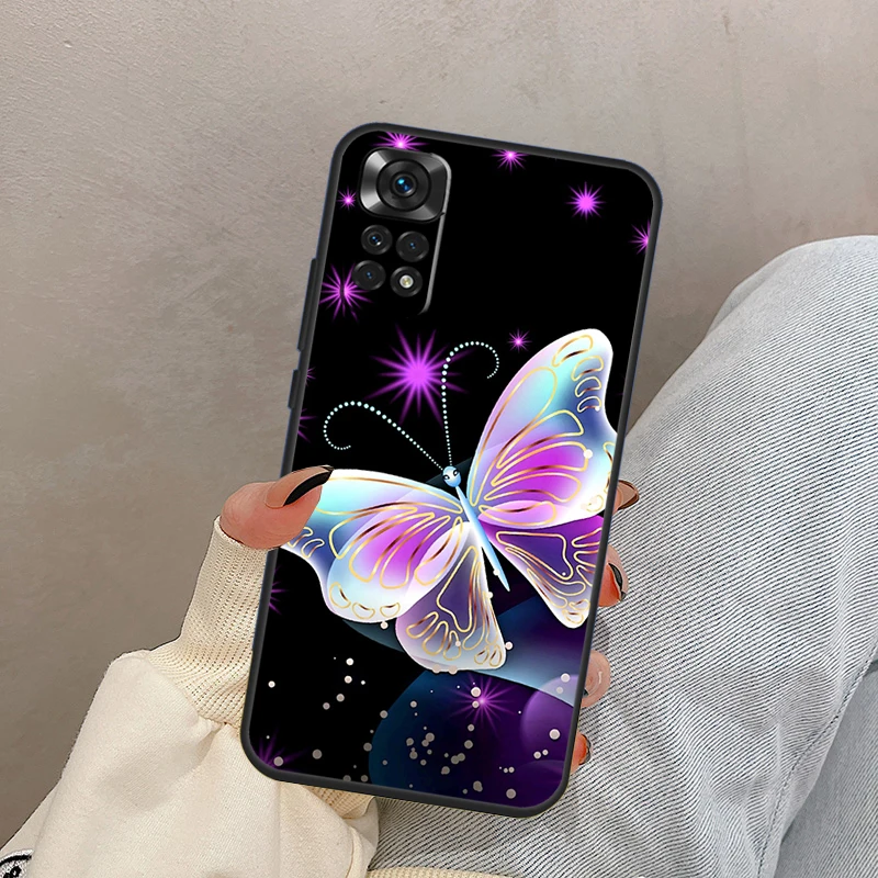 فراشة سوداء جميلة لشاومي ريدمي نوت 13 10 12 11 14 برو 11S 12S حافظة لهاتف ريدمي 15 13C 12C 14C 10C 15C