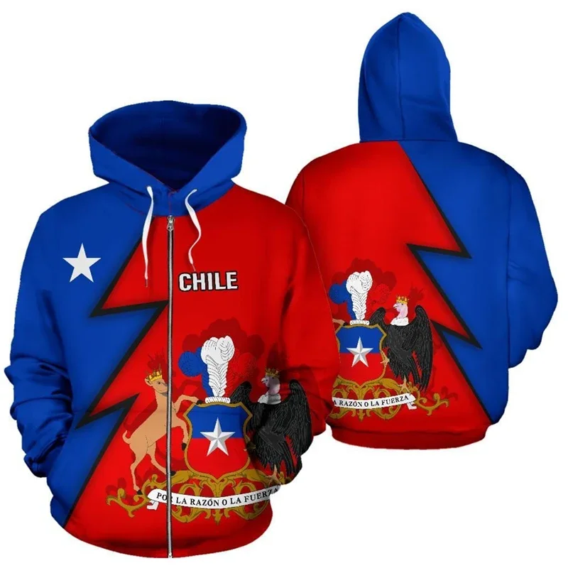 

Chile Flag Map 3D Printed Zip Up Hoodies For Men Clothes National Emblem Zipper Hoody Fashion Sport Kids Jersey Boy Sweatshirts