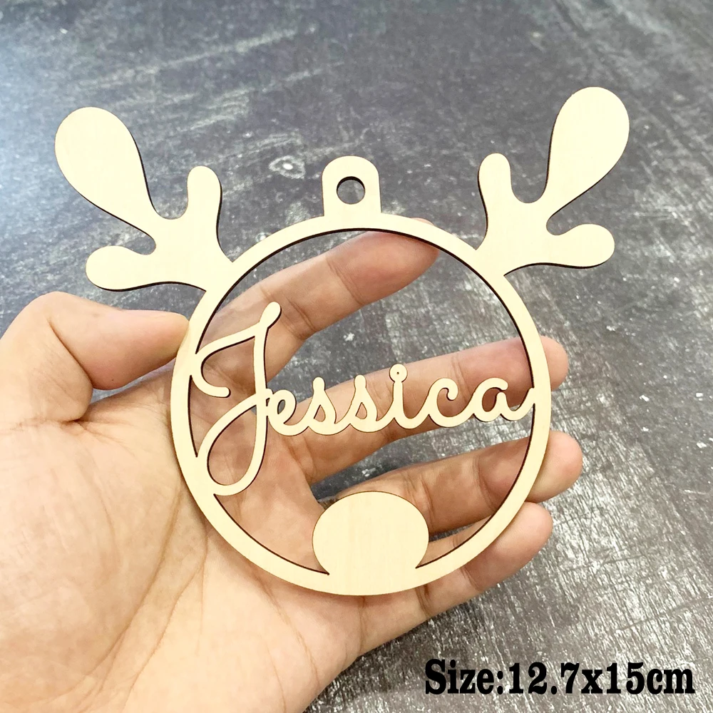 Custom Wooden Christmas Ball, Personalized Christmas Ornaments, Christmas Tree Decorations with Name,  Christmas Gift Tags