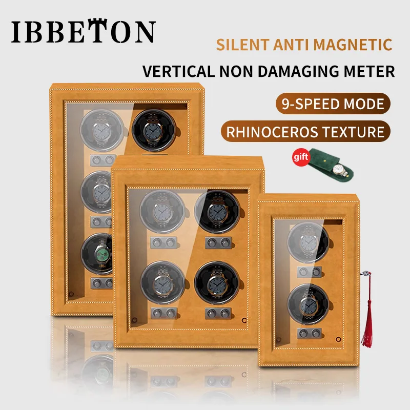 Automatic Watch Winder Leather 2 4 6 Watch Box With Wanbao Quiet Motor Watch Cabinet Clock Storage Box Matching Key Lock