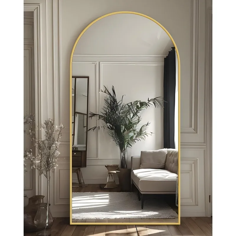 Full Length Mirror, 76"x34" Floor Mirror, Floor Standing Mirror Freestanding Arch Full Body Mirror with Stand for Bedroom