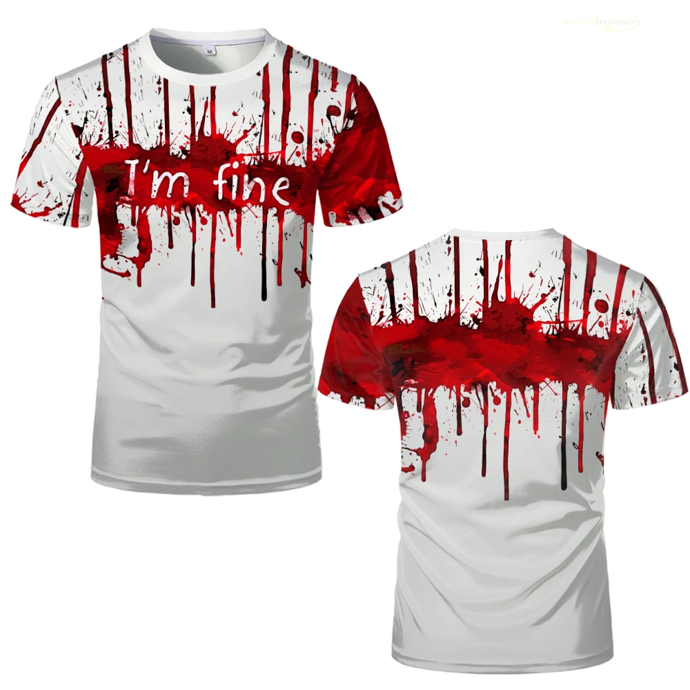 

2024 New Halloween Blood Terror graphic 3D Printed T-Shirts Horror Blood Stains Pattern Men's Tee Fashion Casual Sports Tops