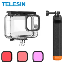 TELESIN 60M Waterproof Housing Case for Gopro Hero 13 12 11 10 9 Diving Protective Underwater Cover Lens Filter Buoyancy Rod Set