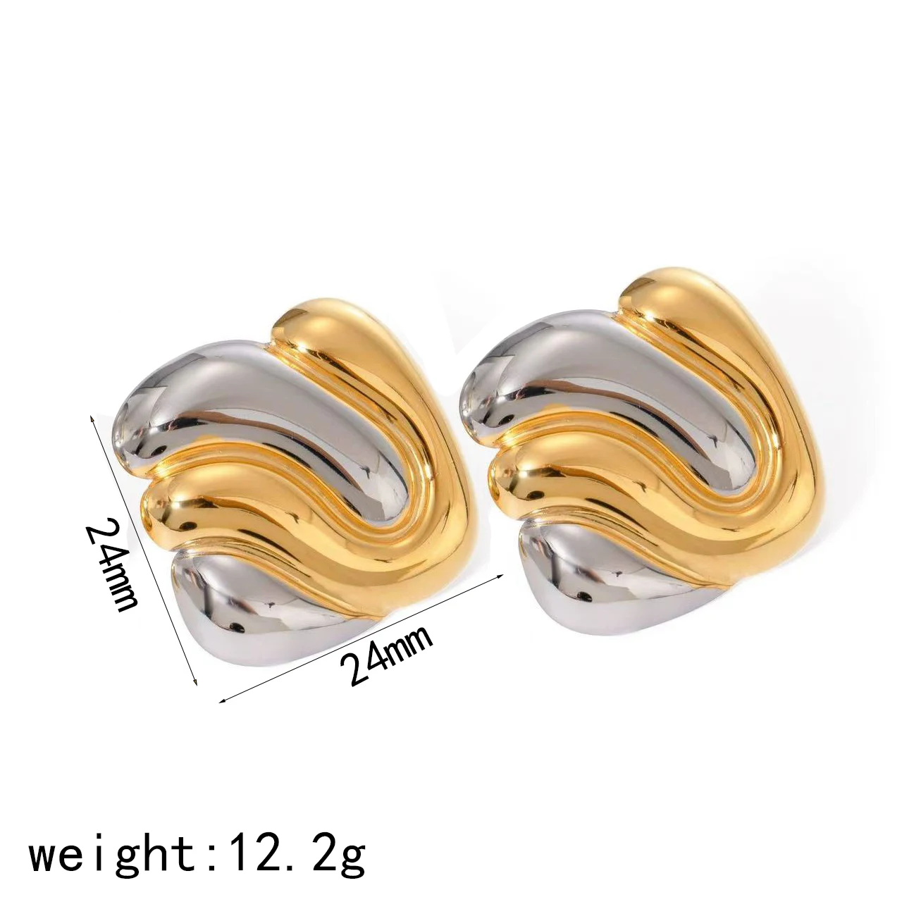Wasserdichtes Set aus quadratischen, geometrischen Ohrsteckern aus Titanstahl in Gold- und Silberfarben, Damen, neues, klassisches Charm-Design, Schmuck – Detail 7