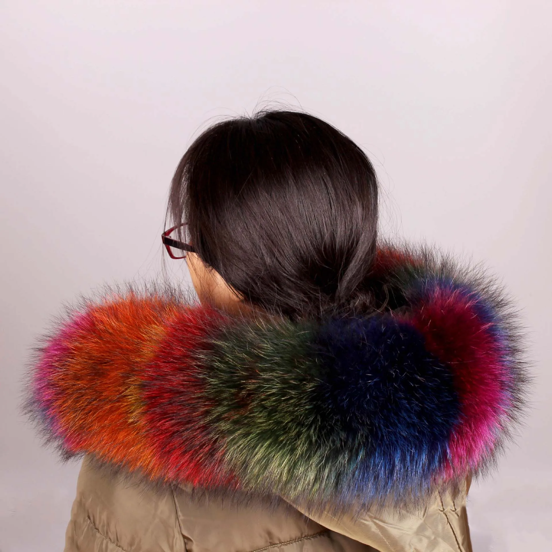 100%  Real Raccoon Fur Collar Womens Natural  Fur Shawl Raccoon collar Fur Scraves Detachable collar