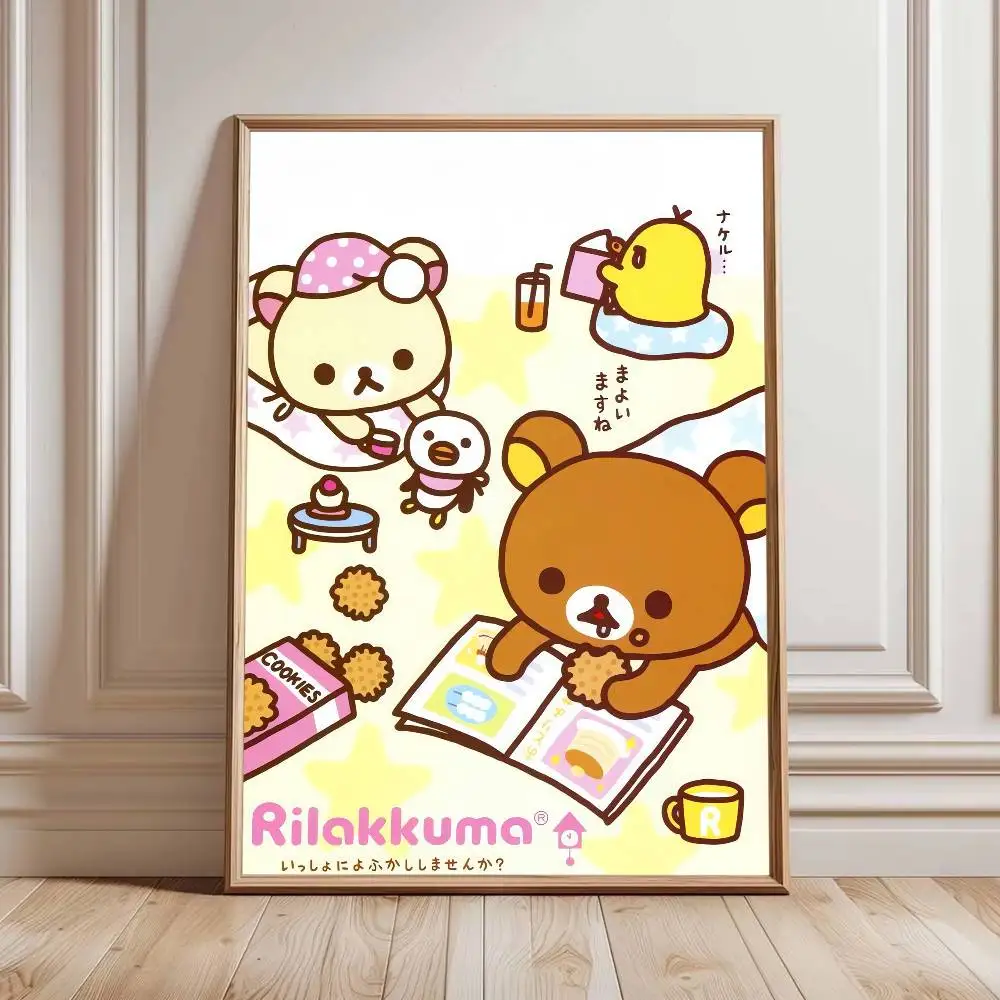 Anime Rilakkuma Anime-Poster, wasserfester Wandaufkleber für Bar, Wohnzimmer, Vintage-Raumdekoration, Druck, Geschenk – Detail 12