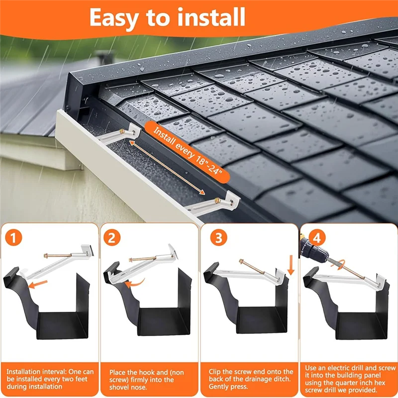 

SOFT-28-Pack Concealed Gutter Brackets, Sturdy Rain Gutter Brackets With Screws And Clamps For K-Type Vinyl Gutters