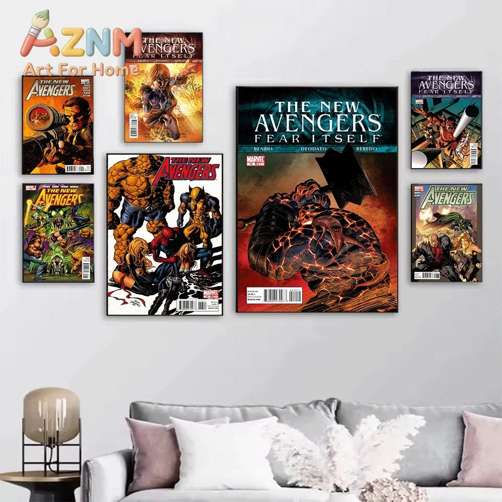 AZNM The New Avengers 1959 Fear Itself Comic Canvas Wall Art No Frame Superhero Print Poster For Home Wall Decor