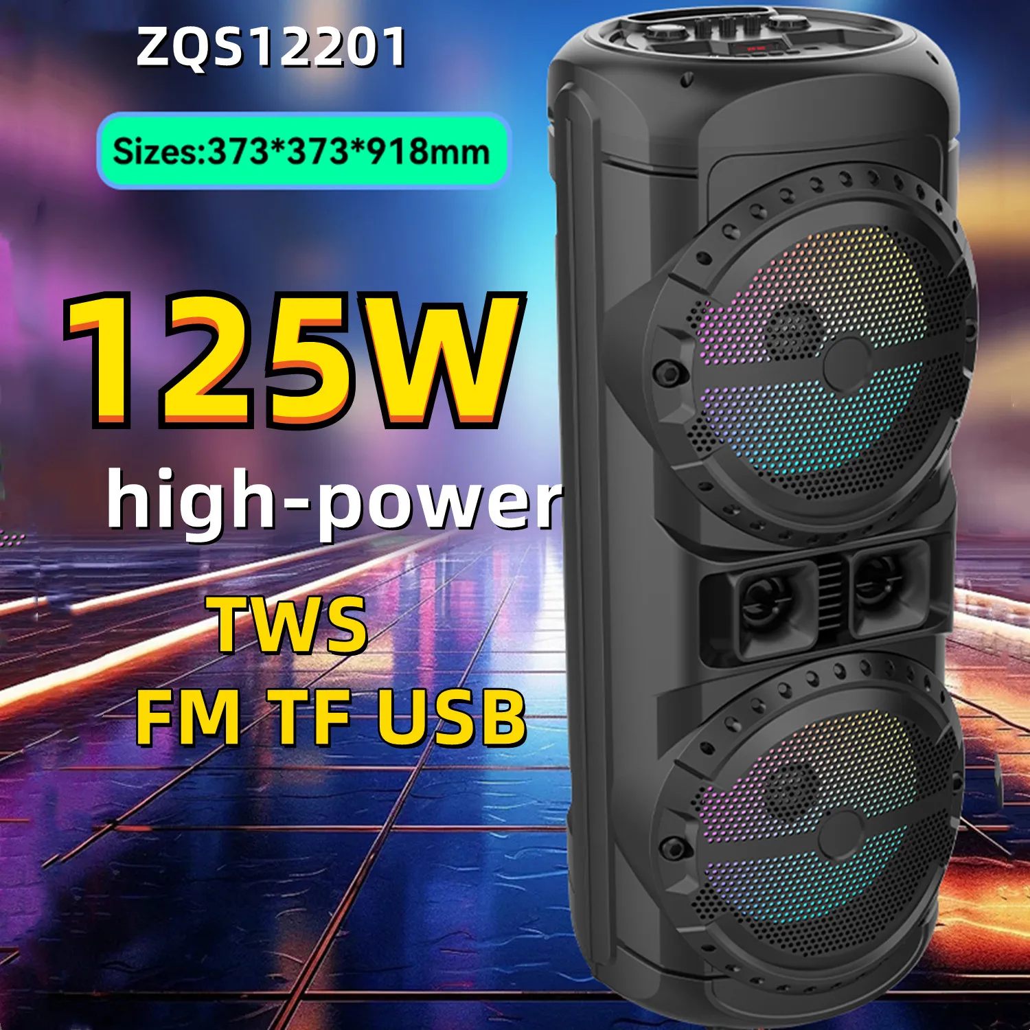 

Dual 12 inch Bluetooth Speakers Portable Outdoor RGB Party 360 Stereo Speakers 125W High-Power Home Karaoke Subwoofer With Mic