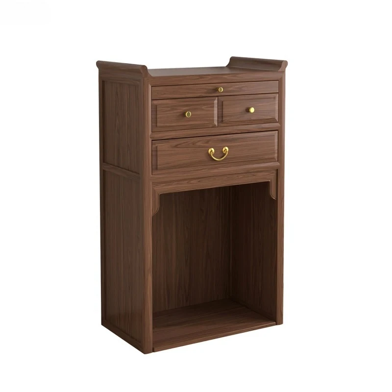 Black Walnut Solid Wood Landlord Cabinet Shentai Cabinet Serving Table Incense Case God of Wealth Table Gong Tai
