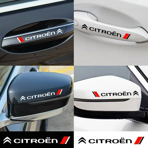 4szt Auto Decoration Car Door Handle Logo Naklejki na lusterko wsteczne Naklejki na Citroen C1 C3 C4 Grand Picasso C4L C5 C6 C8 VTS