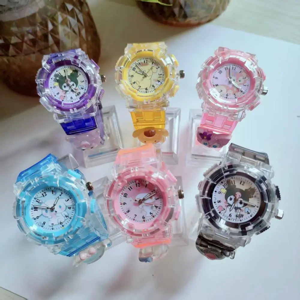 

Anime Sanrio Hello Kitty Watches Kawaii Kuromi My Melody Cinnamoroll Children Led Luminous Bracelet Watch Kids Birthday Gifts