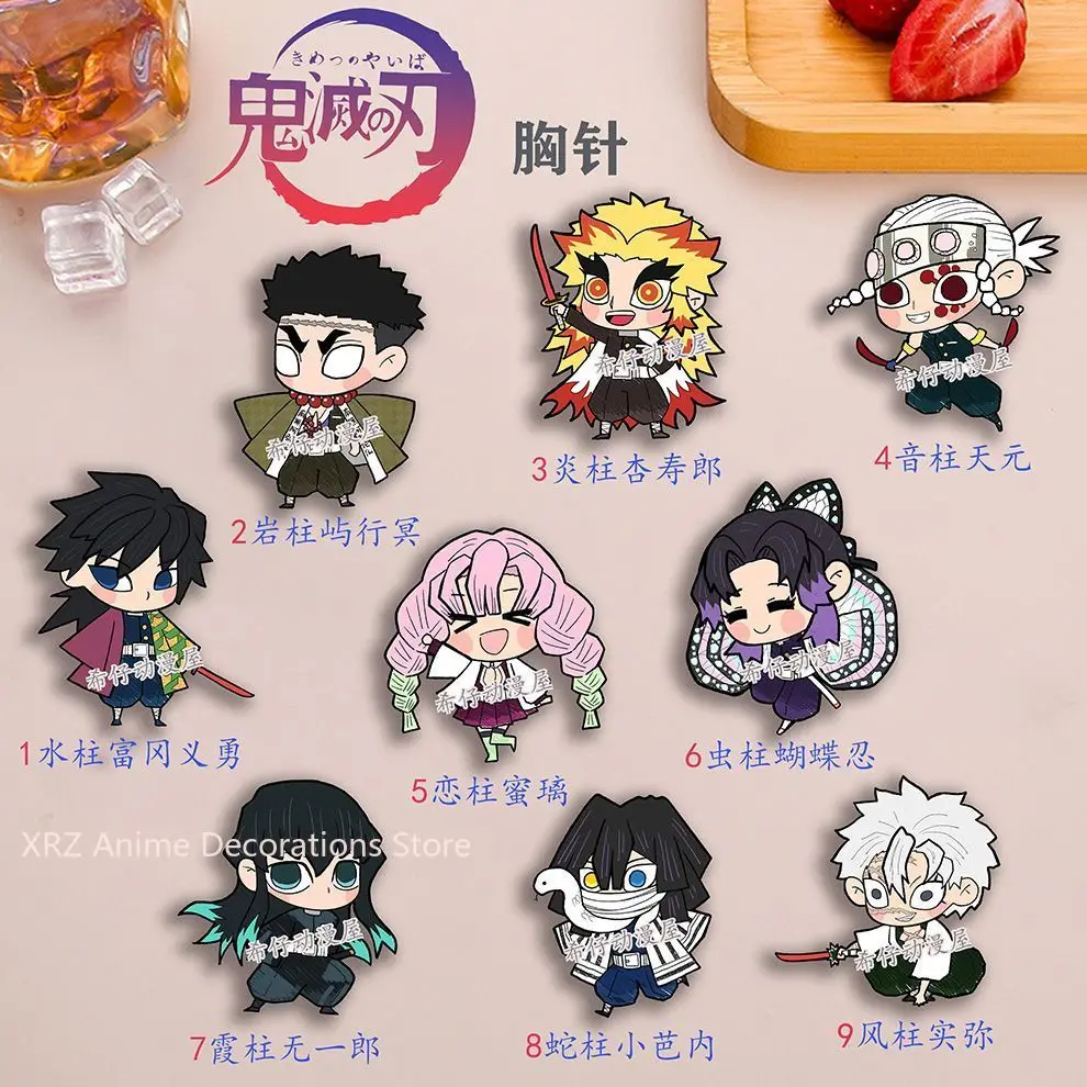 

9 шт., значки Kimetsu no Yaiba Kamado Tanjirō, милые броши в стиле аниме, булавка для лацкана, сделай сам, рюкзак, шляпа, аксессуары для одежды, коллекционные подарки