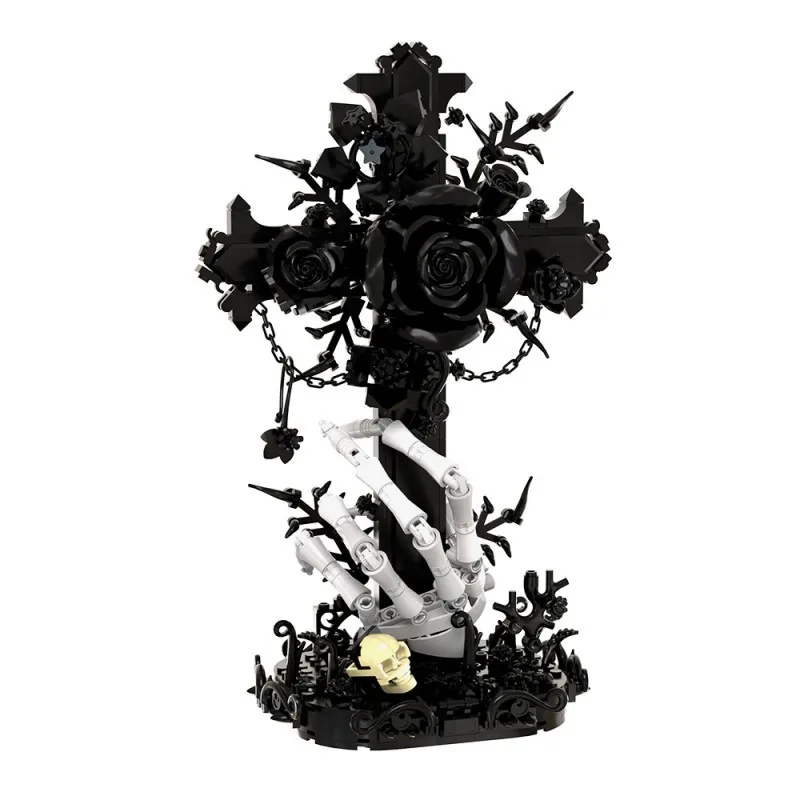 

MOC S1025 Black Oath Rose Cross Building Block Ornament DIY Creative Model Children Love Collecting Bricks Toys