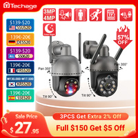 Techage 3MP 4MP 4K Wifi IP Camera Outdoor Wireless PTZ Camera Human Detected Two-Way Conversation AI Colorful Night Vision