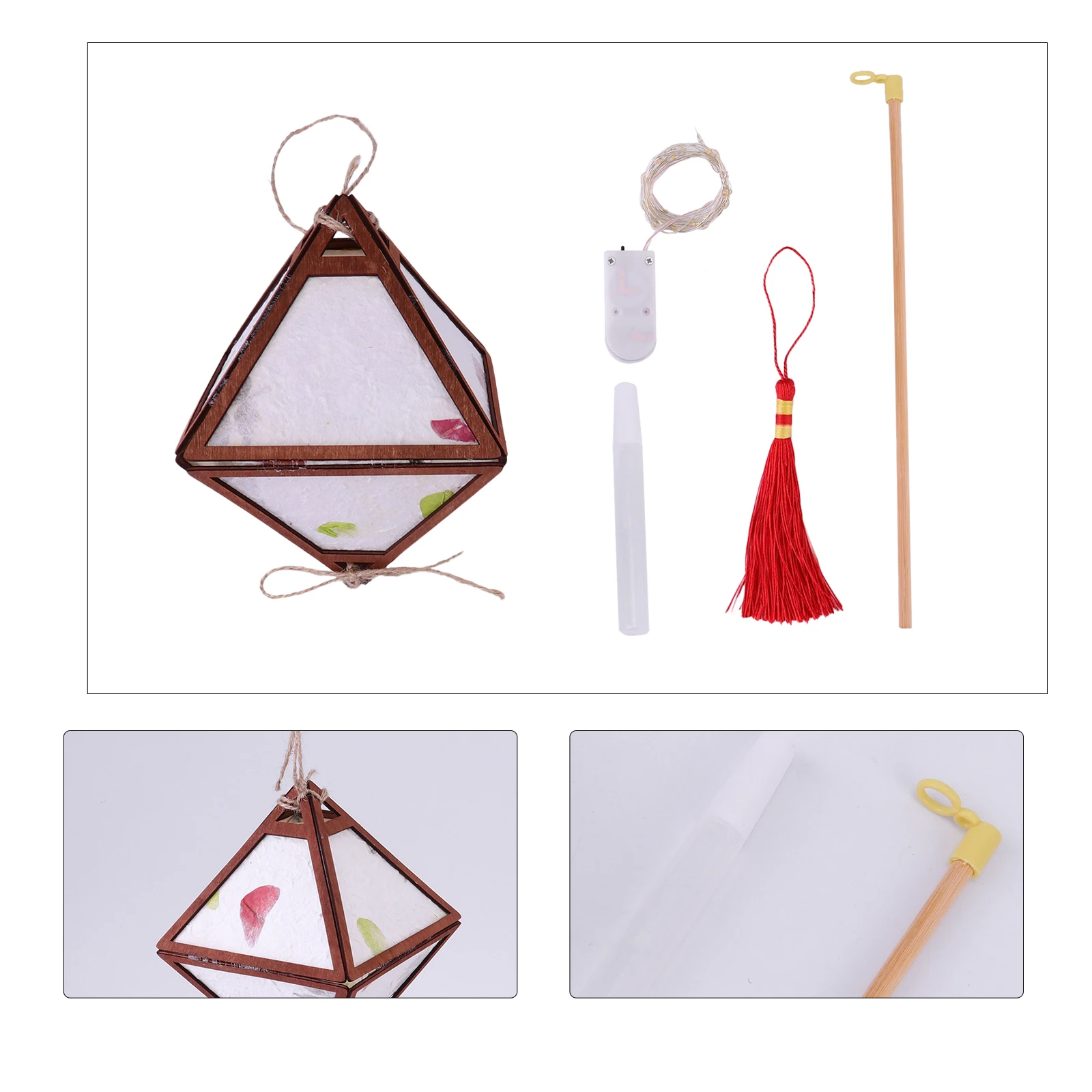 

1 Set Diy Paper Lanterns Hanging Festival Decorative Mid-Autumn Lantern Party Scene Decoration Supplies Real Flowers Printed