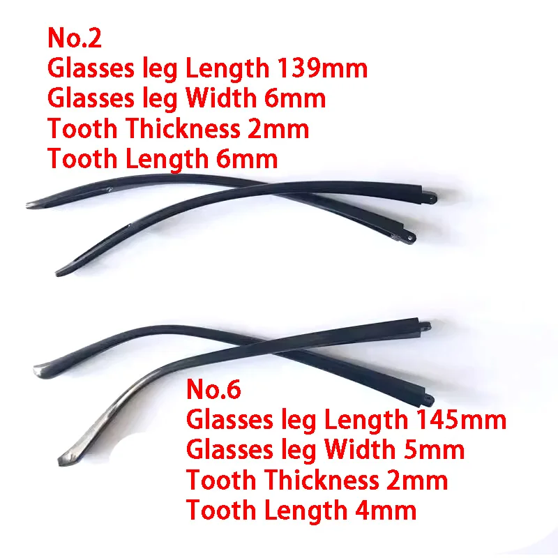 1 Pair Glasses Arms Straight Teeth 2mm TR90 Eyeglasses Temple Replacement Leg Repair Eyewear Spectacle Frame Accessories