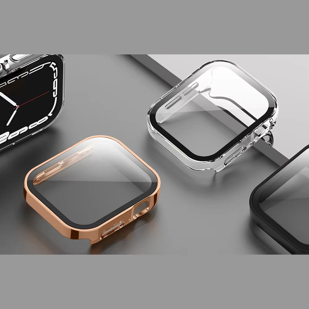 Abdeckung für Apple Watch 11 Gehäuse 46 mm 42 mm 45 mm 44 mm 49 mm 41 mm 40 mm gehärtetes Glas Displayschutzfolie Serie 10 7 8 9 SE 6 Ultra 2 3