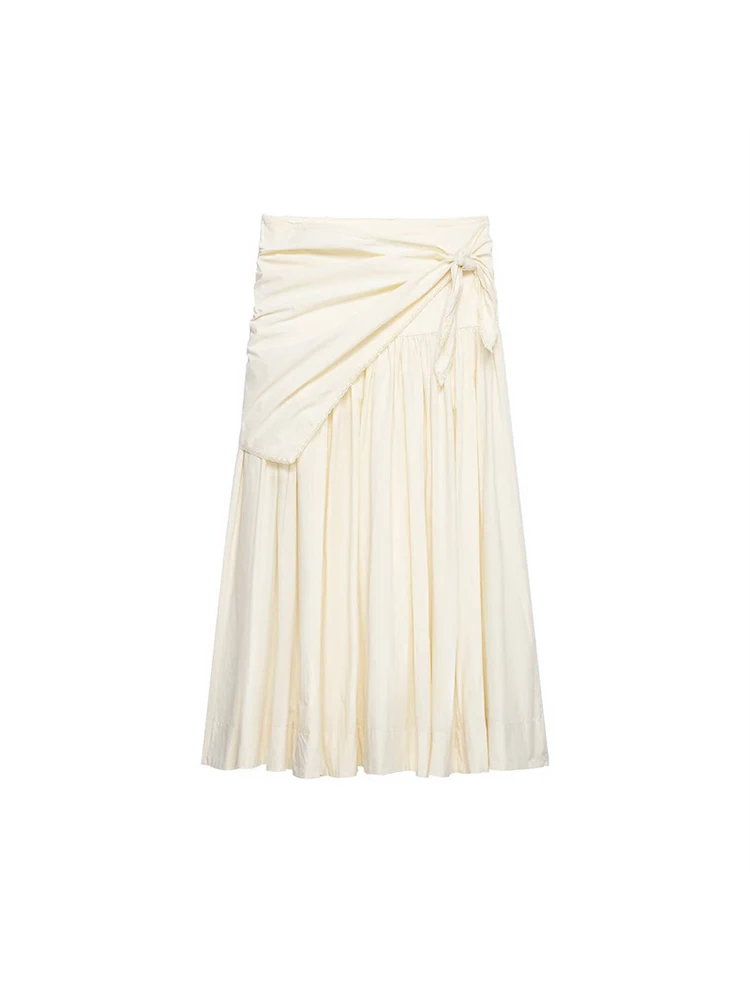 New Women's Hot Girl Style High-Waist A-Line Lace Scarf Decorated Mid-Length Dress 2026 Spring New Arrival