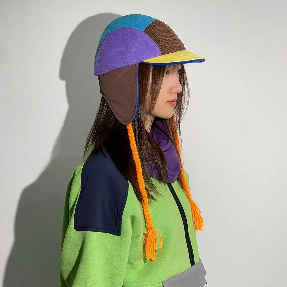 قبعة بومبر قطيفة مقاومة للرياح للرجال والنساء ، غطاء للأذنين ، قبعة فرو سميكة ، أوشانكا دافئة ، في الهواء الطلق