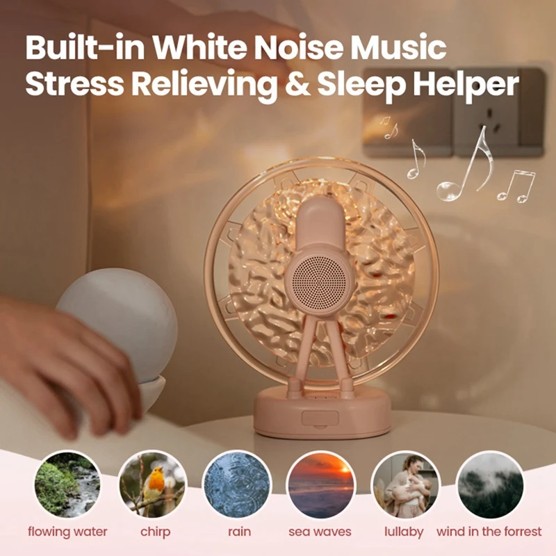 Ferris Wheel Wave Lamp Speaker With White Noise Music,360° Surround Sound Hi-Fi Bluetooth Speaker