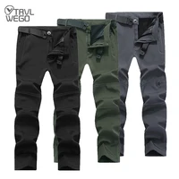 TRVLWEGO, pantalones de invierno para acampar y senderismo para hombre, pantalones de viaje ajustados de concha suave, pantalones cálidos impermeables de lana a prueba de viento para esquiar al aire libre y senderismo