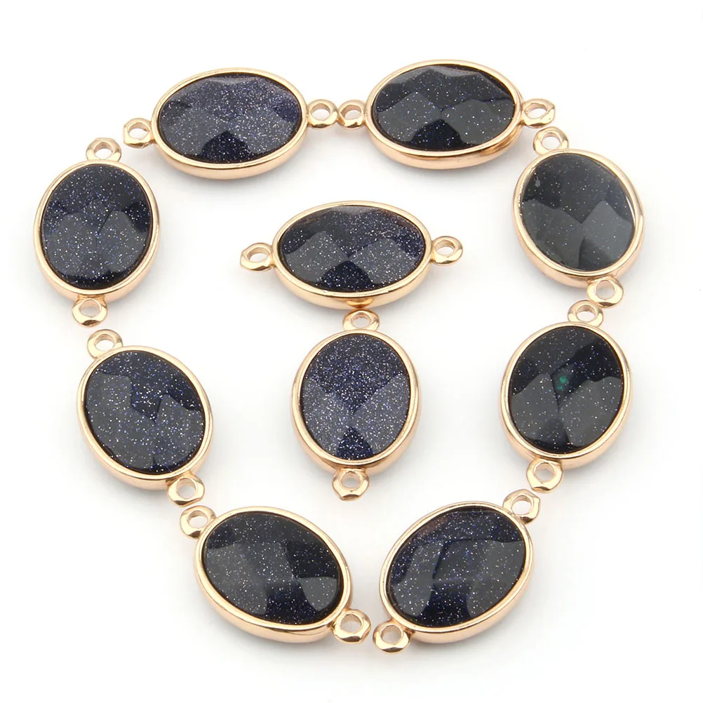 10pcs Semi-precious Stone Connector Charms Lightweight Alloy Necklace Connectors Bracelet Buckles Jewelry Making Clasps Egg