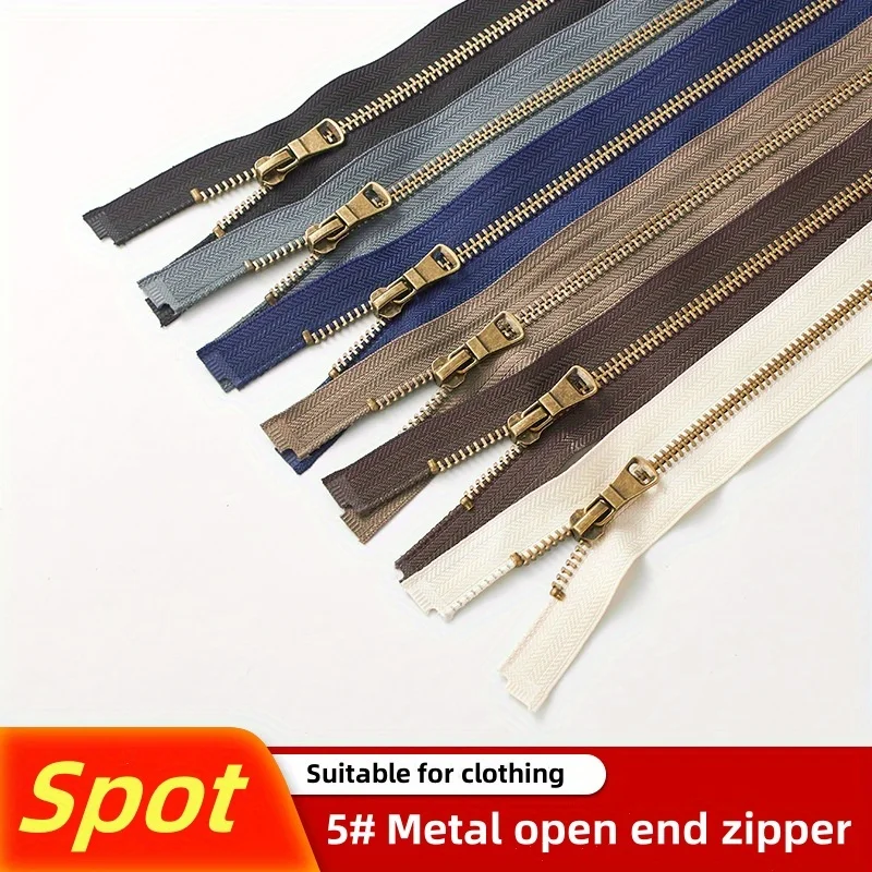 3pcs 5# metal zipper, antique bronze teeth, Y-shaped clothing, single opening tail, suitable for jackets, down jackets, etc