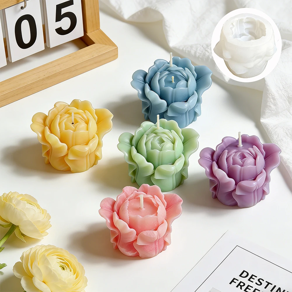 1 Stück Tulpen-Kerzenform aus Silikon 3D Tulpen-Seifenform Gips-Bastelform Schokoladen-Kuchenbackform Valentinstag-Geschenk