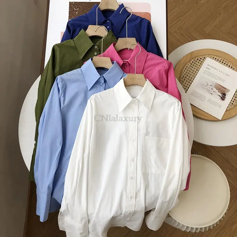 CNlalaxury Women\'s Shirt 2023 New Spring Summer Fashion Oversize Cotton Casual Blouses Loose Streetwear Shirts Female Tops