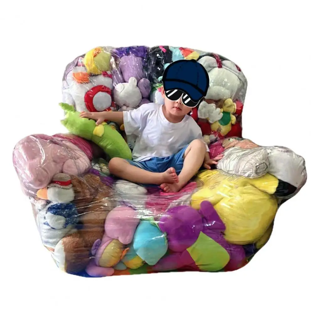 Transparent Playroom Organizer Extra Waterproof Stuffed Storage Bean Bag Chair Cover for Kids Plush Toys Pvc Nursery for Bedroom