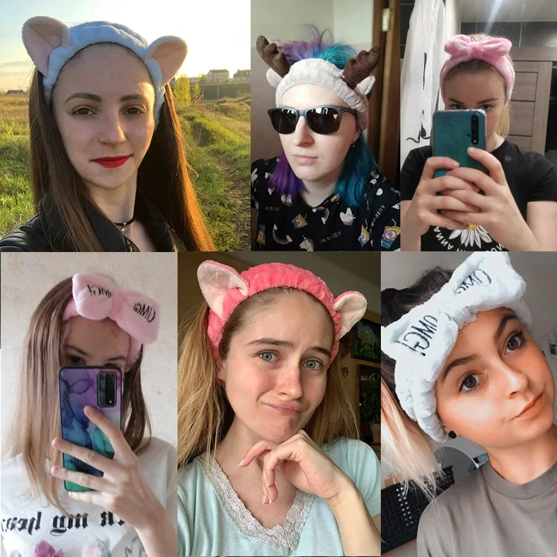 

Женские эластичные повязки для волос из кораллового флиса с бантом, аксессуары для умывания, милые украшения для девочек