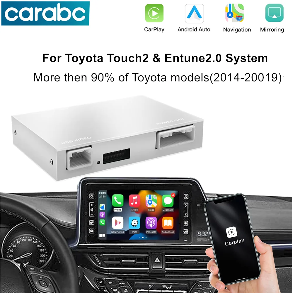 

Wireless Carplay Android Auto For Toyota Yaris RAV4 Corolla Aygo Tacoma Camry C-HR Tundra Highlander 4Runner Touch2 Entune2.0