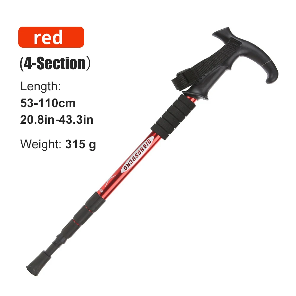 Outdoor Opvouwbare Trekkings Pole 4-delige Draagbare Wandelen Telescopische Stok Lichtgewicht Camping Klimmen Trekkingstok