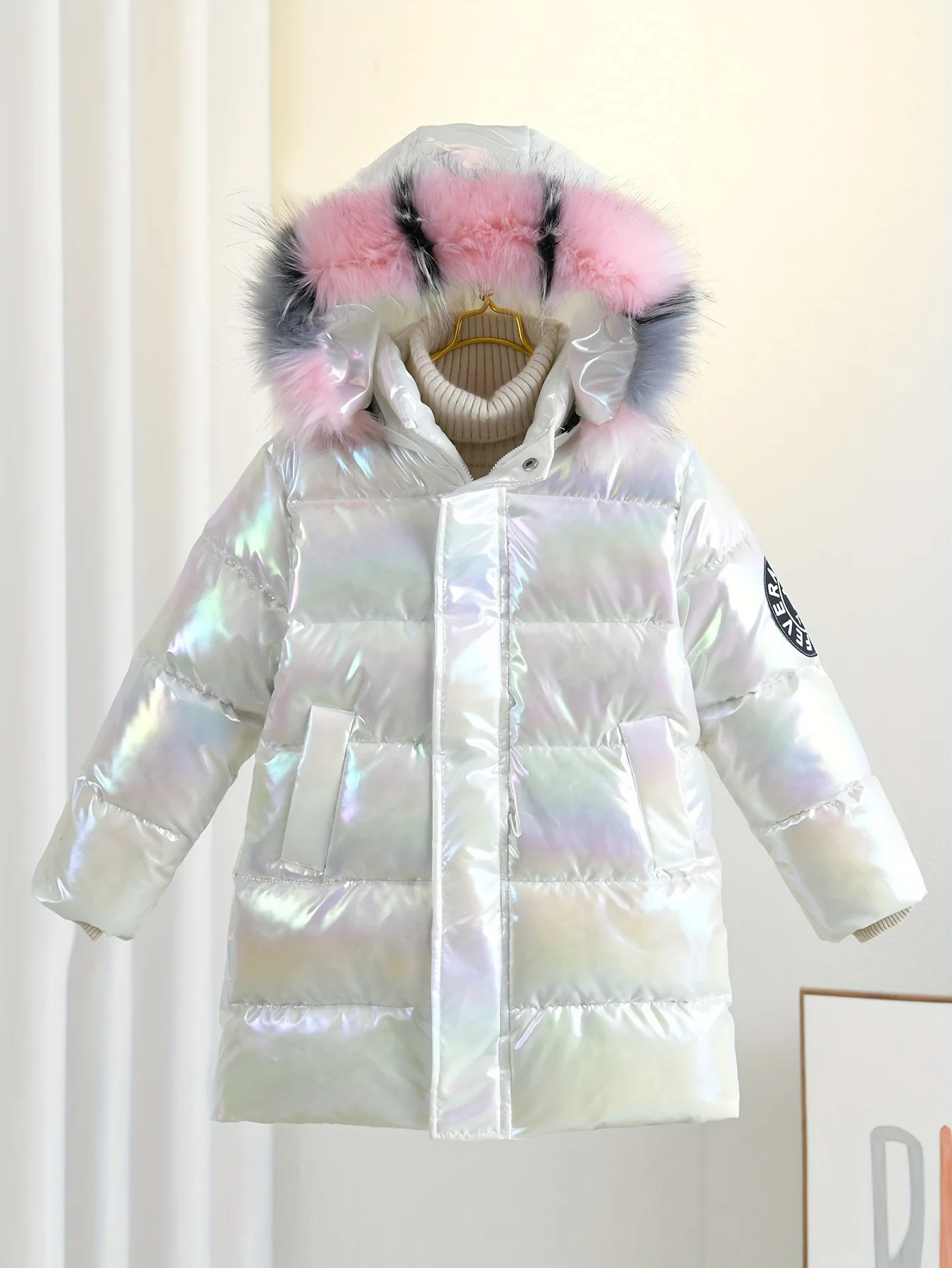 -30℃ Winter Girls Padded Jackets Kids Thick Warm Waterproof Shiny Hooded Coats Children Outerwear Clothes Teen Parka 5-14 Years