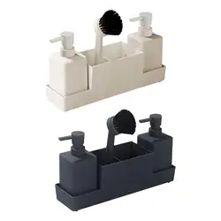 4Pcs Pump bottle Scrubbers Drain Kitchen Soap Dispenser with Sponge Holder Liquid Hand Soap Dispenser for Sink Organizer