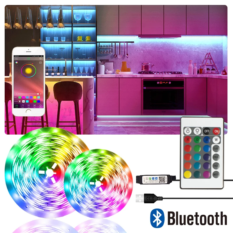 

Luces LED Strip Light Room Decoration 5050 Light TV Backlight Bluetooth Neon Lighting Remote Control for Rome Cветодиодная лента